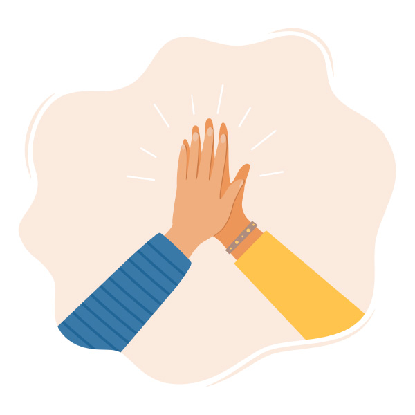 An illustration of two hands high-fiving