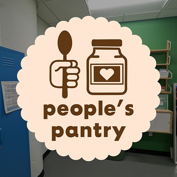 An illustration of a jar with a heart on it and a spoon, text says "People's Pantry"